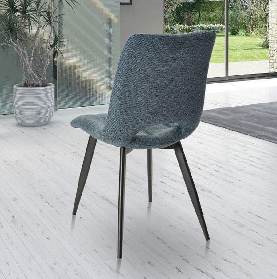 CHAISE CORALIE PIED METAL NOIR ASSISE TISSU BLEU TURQUOISE  45 X 88 X 61 CM - Photo N°3