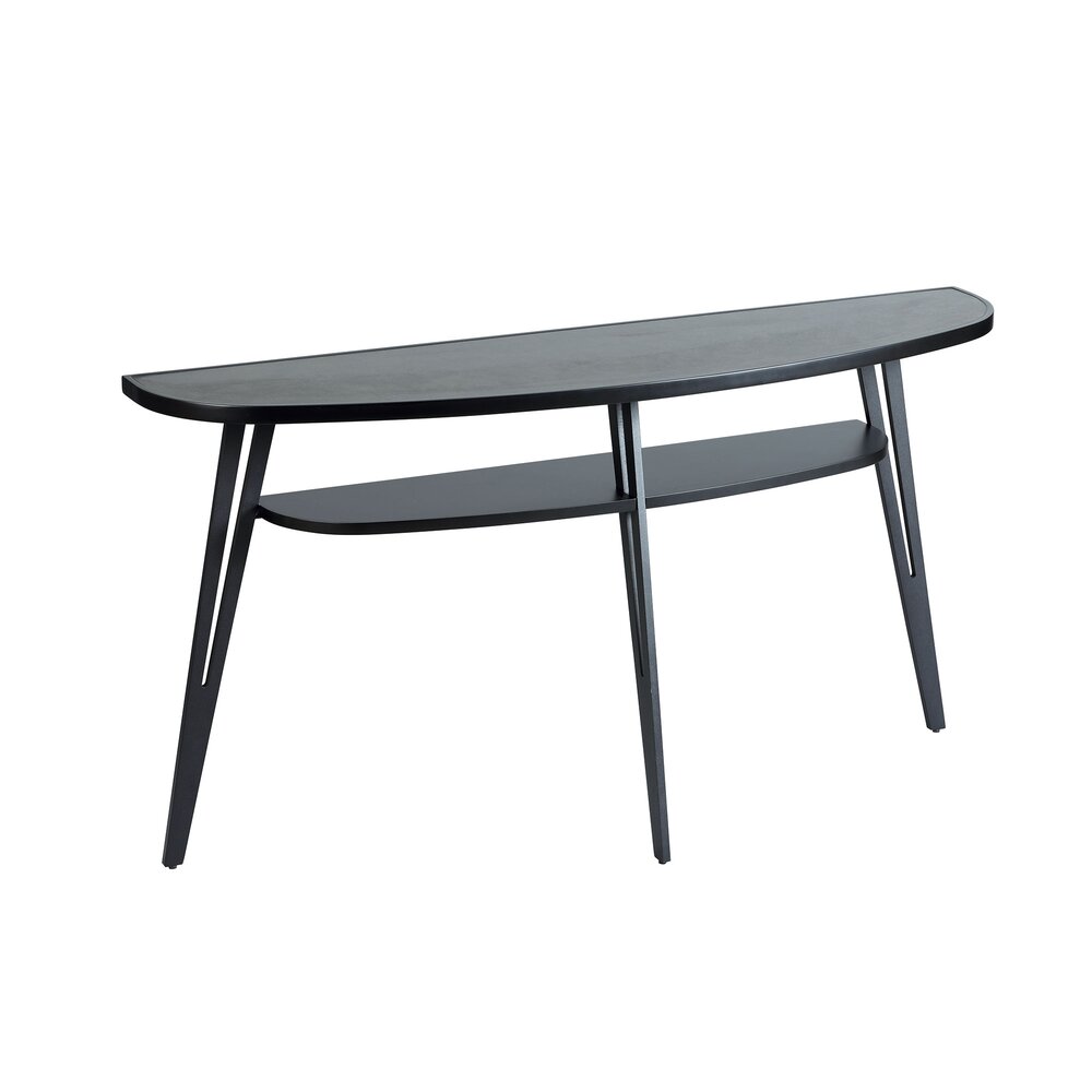CONSOLE EN METAL NOIR DESSUS CERAMIQUE NOIR ET MDF 140 X 35 X 75 cm - Photo N°4