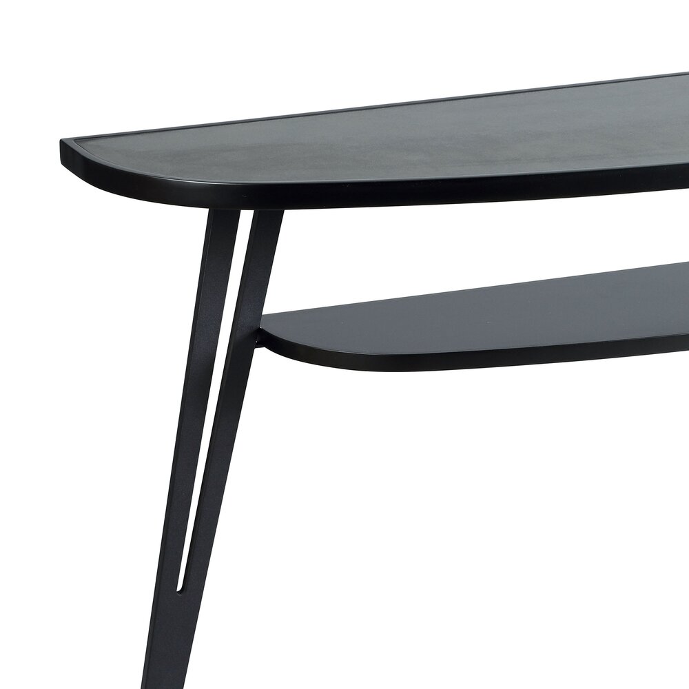CONSOLE EN METAL NOIR DESSUS CERAMIQUE NOIR ET MDF 140 X 35 X 75 cm - Photo N°3