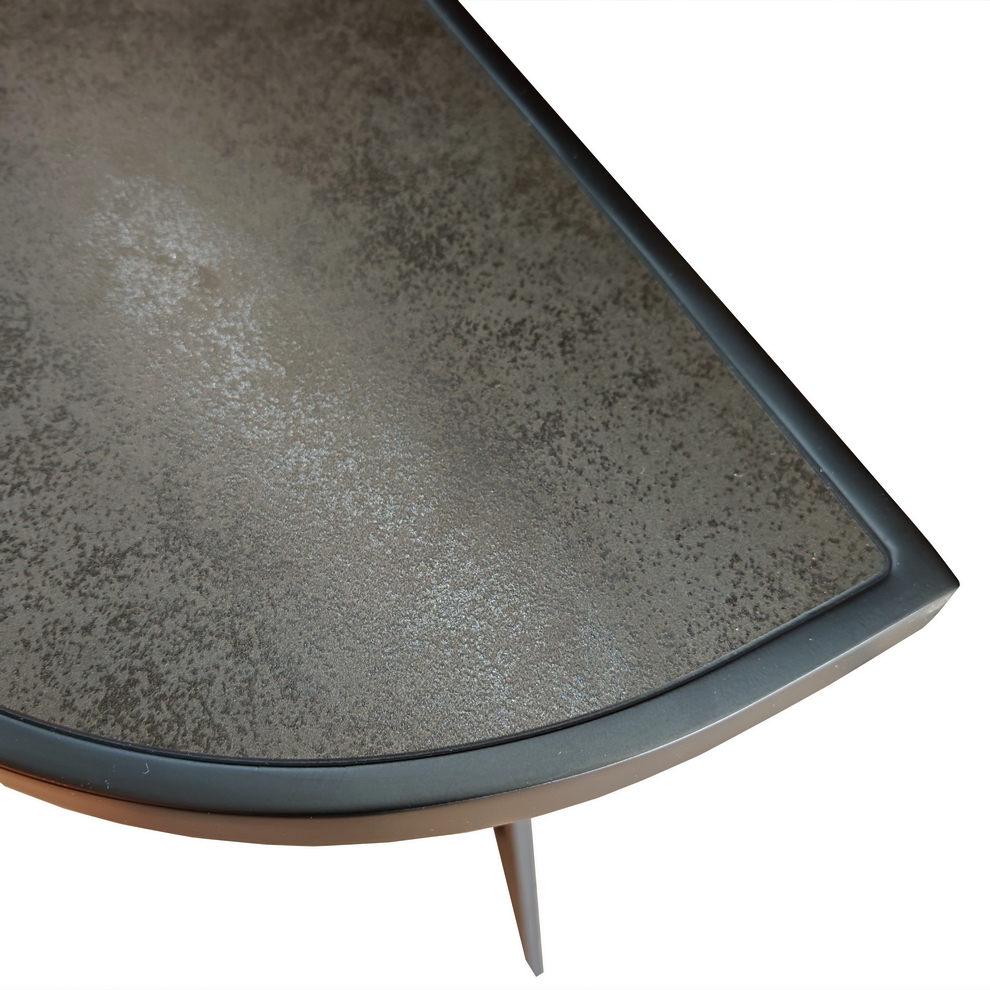 CONSOLE EN METAL NOIR DESSUS CERAMIQUE NOIR ET MDF 140 X 35 X 75 cm - Photo N°7