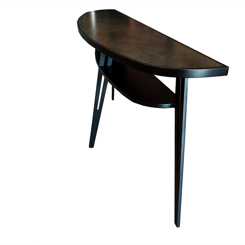 CONSOLE EN METAL NOIR DESSUS CERAMIQUE NOIR ET MDF 140 X 35 X 75 cm - Photo N°5