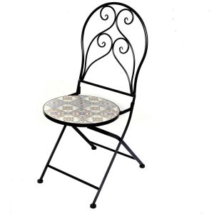SET DE 2 CHAISES DE JARDIN EN FER ET MOSAIQUE 39 X 93 X 50 CM