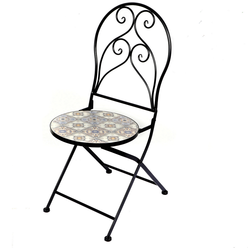 SET DE 2 CHAISES DE JARDIN EN FER ET MOSAIQUE 39 X 93 X 50 CM - Photo N°1
