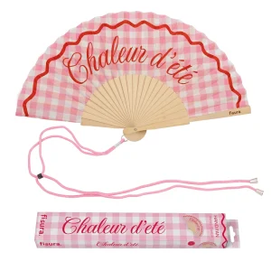 EVENTAIL VICHY ROSE CHALEUR D'ETE 42.5 x 23 CM