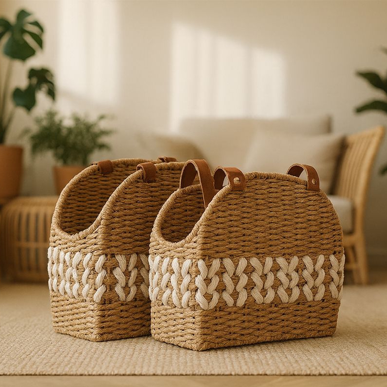 PANIER PORTE REVUE FIBRES NATURELLES  34 X 28 X 17 CM - Photo N°5