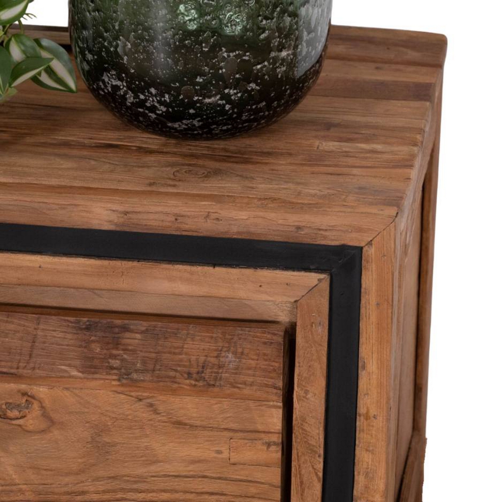 MEUBLE TV KAYOA EN TECK RECYCLE 2 PORTES 1 TIROIR 1 NICHE 160 X 50 X 45 CM - Photo N°4