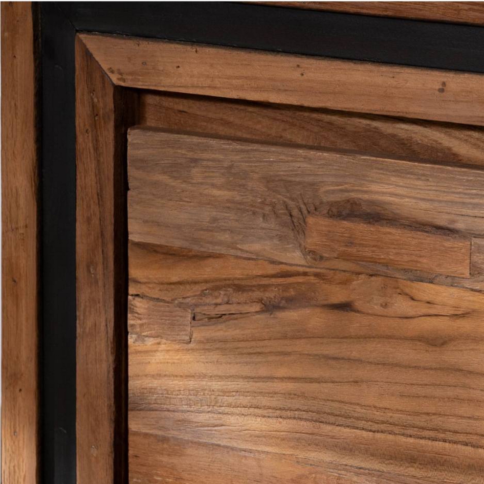 MEUBLE TV KAYOA EN TECK RECYCLE 2 PORTES 1 TIROIR 1 NICHE 160 X 50 X 45 CM - Photo N°2