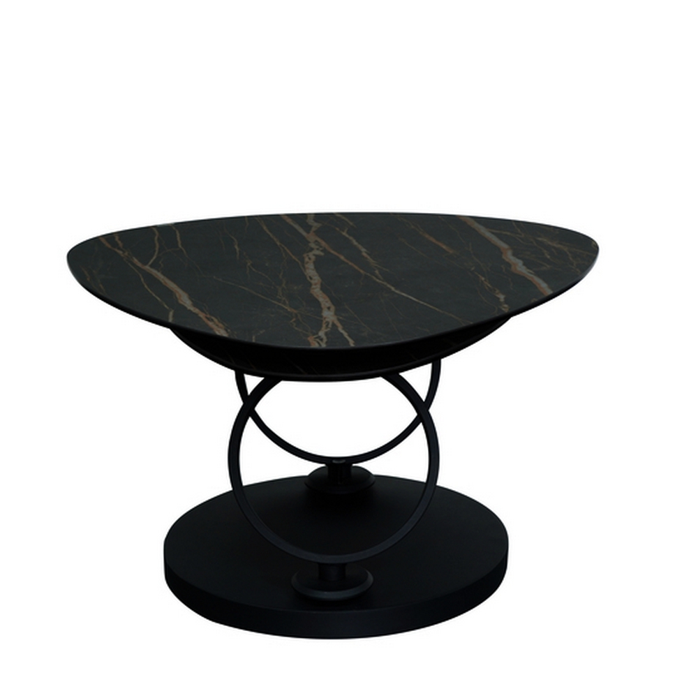TABLE DE SALON MILAN DEUX PLATEAUX CERAMIQUE NOIR MARBRE BRUN 129 X 82 X 43 CM - Photo N°3