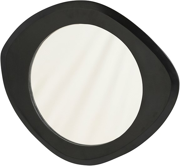 MIROIR EN BOIS DE MANGUIER GINGER GEOMETRIQUE LAQUE NOIR 70 X 60 X 3 CM - Photo N°2