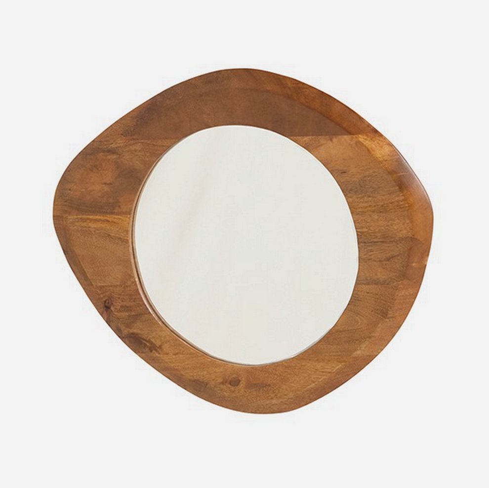 MIROIR EN BOIS DE MANGUIER GINGER GEOMETRIQUE  50 X 44 X 3 CM - Photo N°1