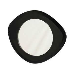 MIROIR EN BOIS DE MANGUIER GINGER GEOMETRIQUE LAQUE NOIR 50 X 44 X 3 CM