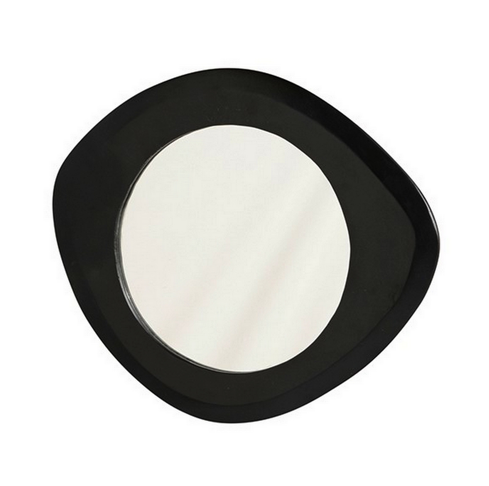 MIROIR EN BOIS DE MANGUIER GINGER GEOMETRIQUE LAQUE NOIR 50 X 44 X 3 CM - Photo N°1