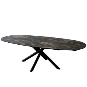 TABLE PG HOME VIGO CERAMIQUE NOIR ET OR GRANDE LARGEUR 180/257 X 110 X 76