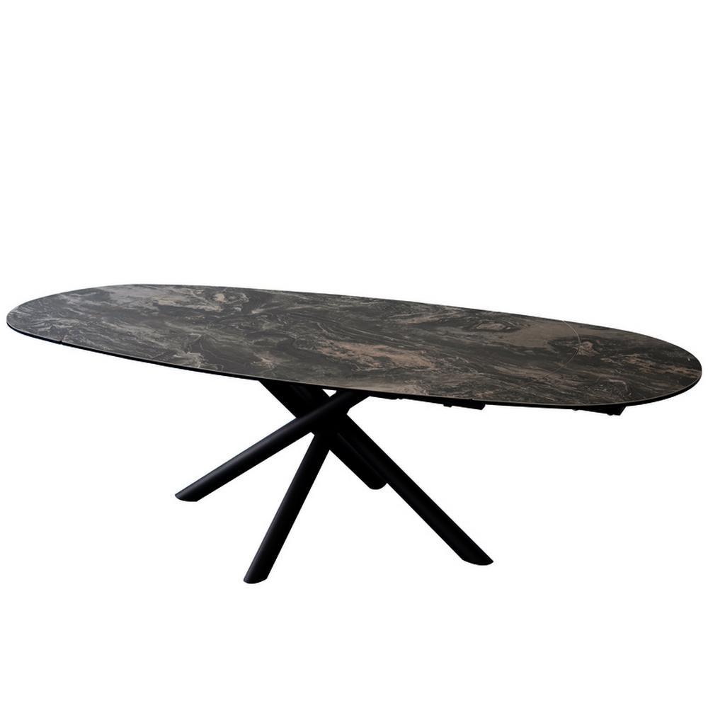 TABLE PG HOME VIGO CERAMIQUE NOIR ET OR GRANDE LARGEUR 180/257 X 110 X 76 - Photo N°1