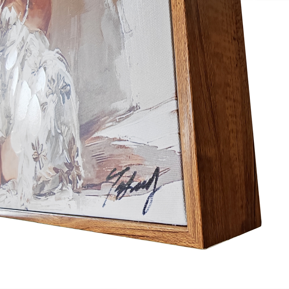 PEINTURE FEMME BOHEME EN BLANC 40 X 40 X 4.5 CM - Photo N°3