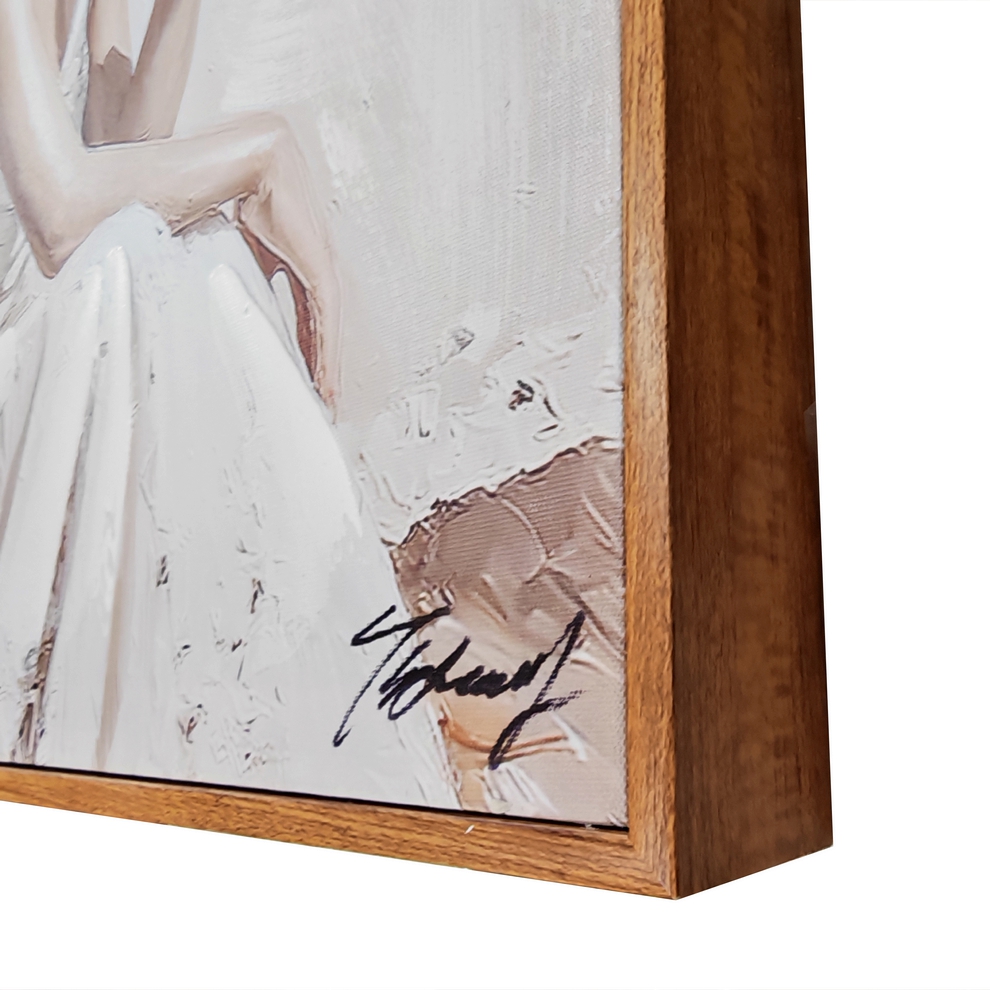 PEINTURE FEMME BOHEME EN BLANC 40 X 40 X 4.5 CM - Photo N°2