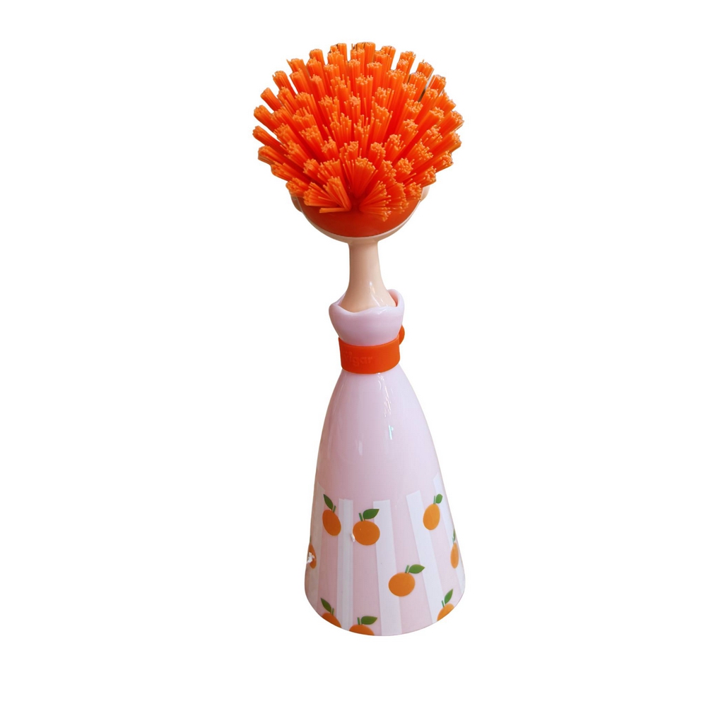 BROSSE A VAISSELLE DOLLS AVEC SUPPORT ROSE 24.5 CM - Photo N°2