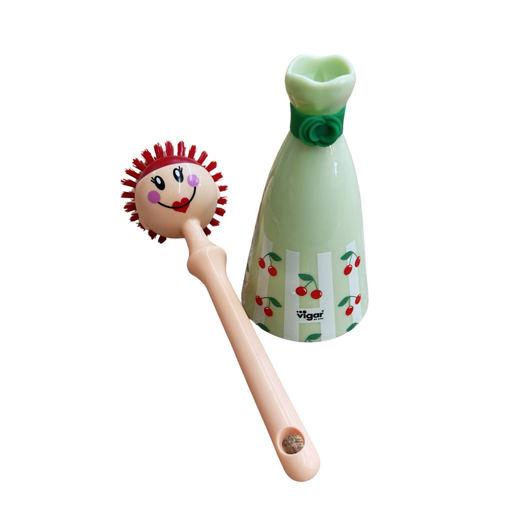 BROSSE A VAISSELLE DOLLS AVEC SUPPORT VERT 24.5 CM - Photo N°2