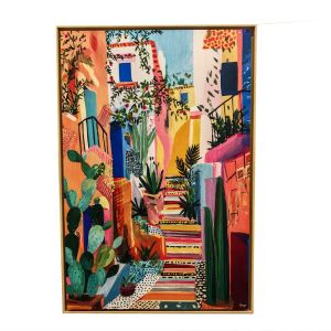 TABLEAU RUELLE ESCALIER MULTICOLORE ORYA CAF26114 86 X 126 CM
