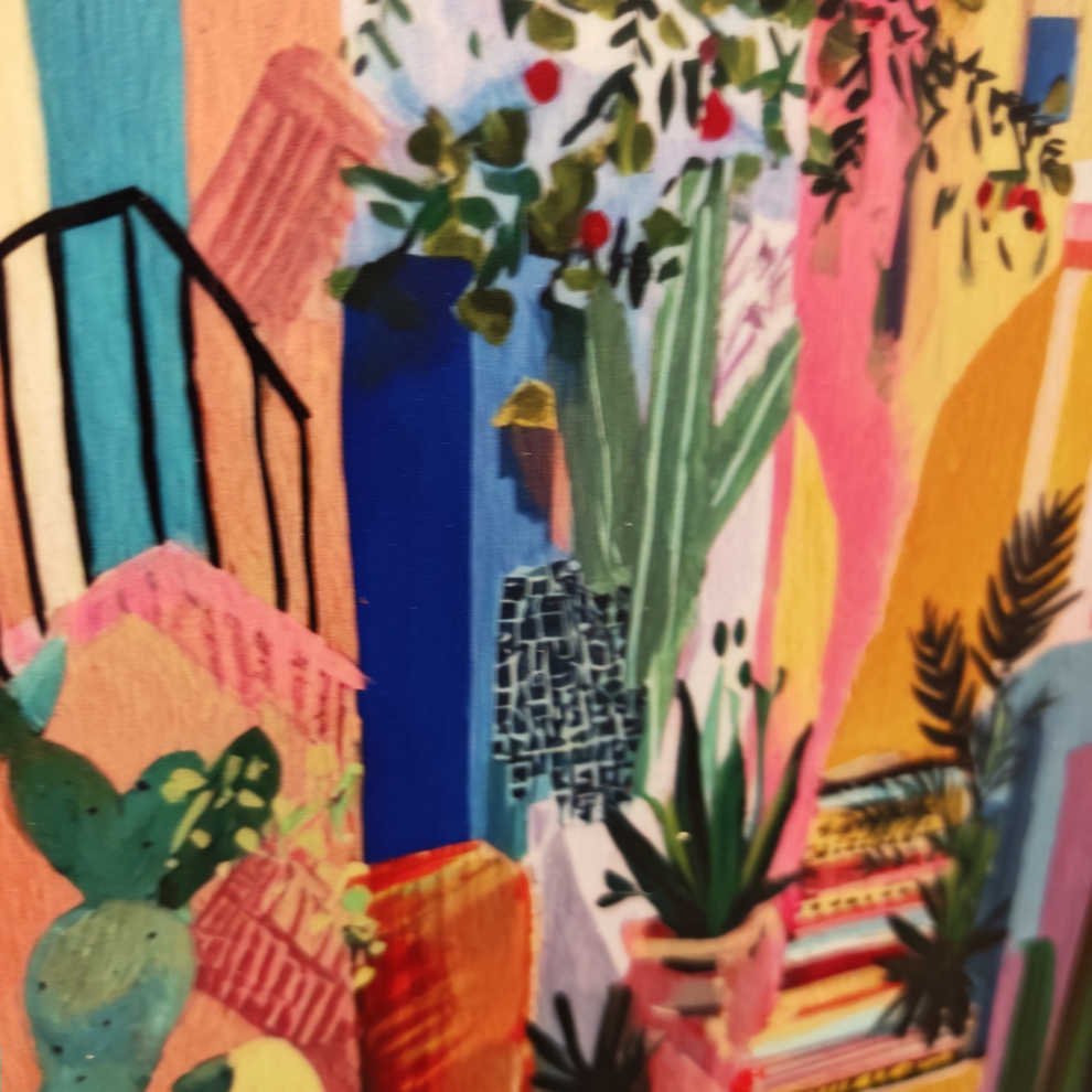 TABLEAU RUELLE DE VILLAGE MEDITERANEEN MULTICOLORE ORYA CAF26078 26 X 36 CM - Photo N°3
