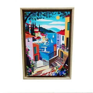 TABLEAU VILLAGE VUE MER MULTICOLORE ORYA CAF26115 26 X 36 CM