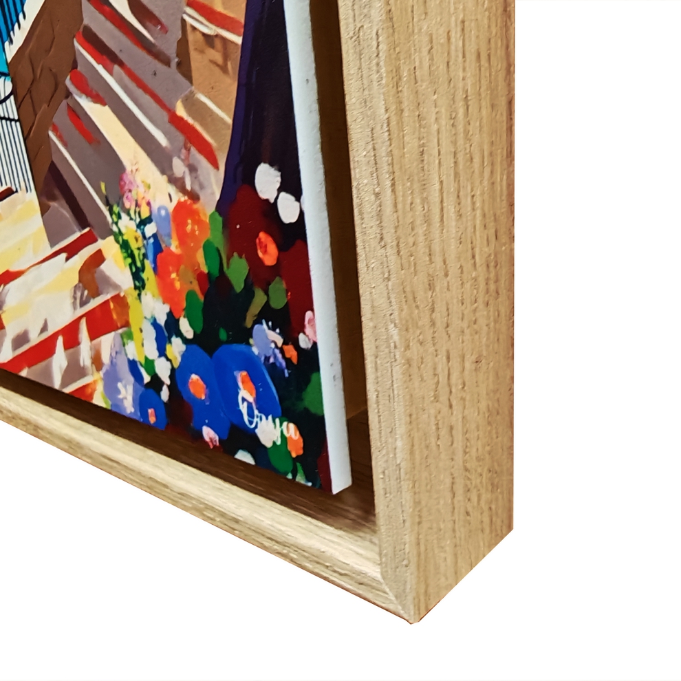 TABLEAU VILLAGE VUE MER MULTICOLORE ORYA CAF26115 26 X 36 CM - Photo N°2