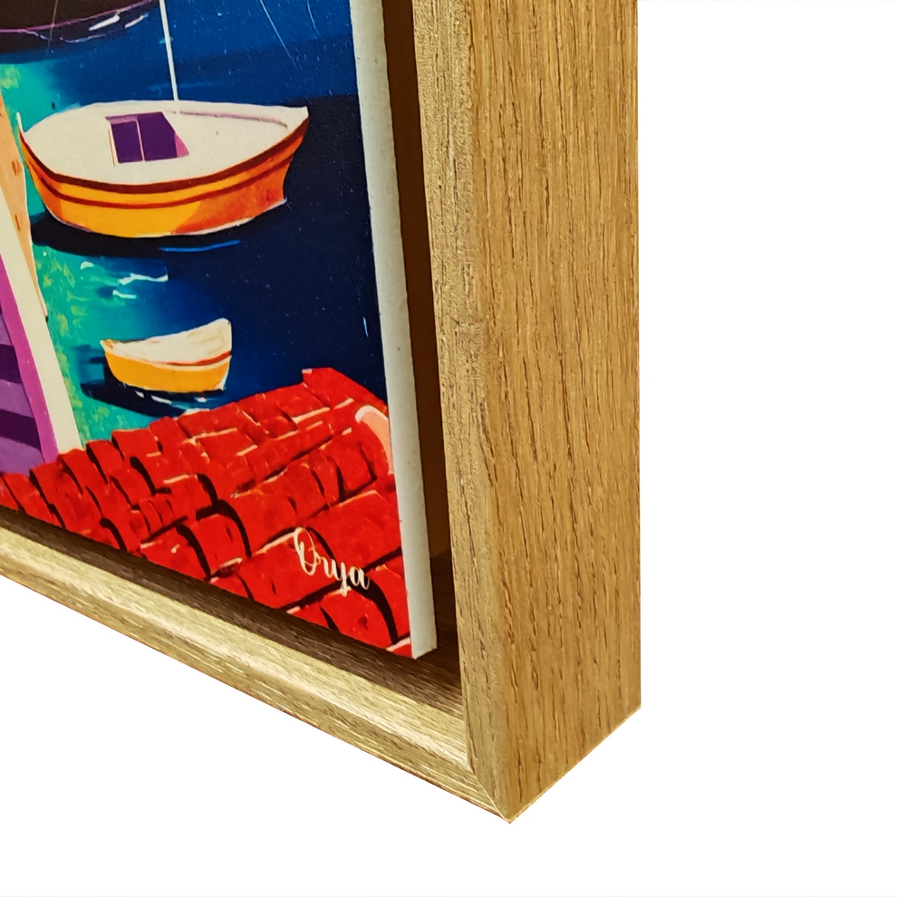 TABLEAU VILLAGE VUE MER MULTICOLORE ORYA CAF26134 26 X 36 CM - Photo N°2