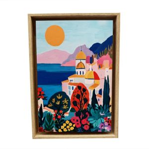 TABLEAU VILLAGE VUE MER MULTICOLORE ORYA CAF25022 26 X 36 CM
