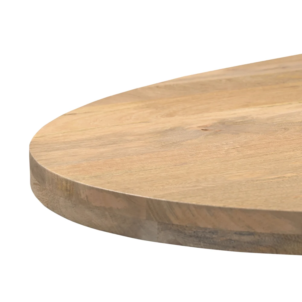 TABLE REPAS OVALE BOIS MANGUIER MASSIF-PIED METAL NOIR  160 X 76 X 90 CM - Photo N°5