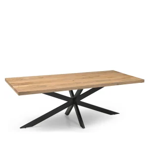 TABLE REPAS BOIS MANGUIER MASSIF-PIED METAL NOIR  180 X 76 X 90 CM