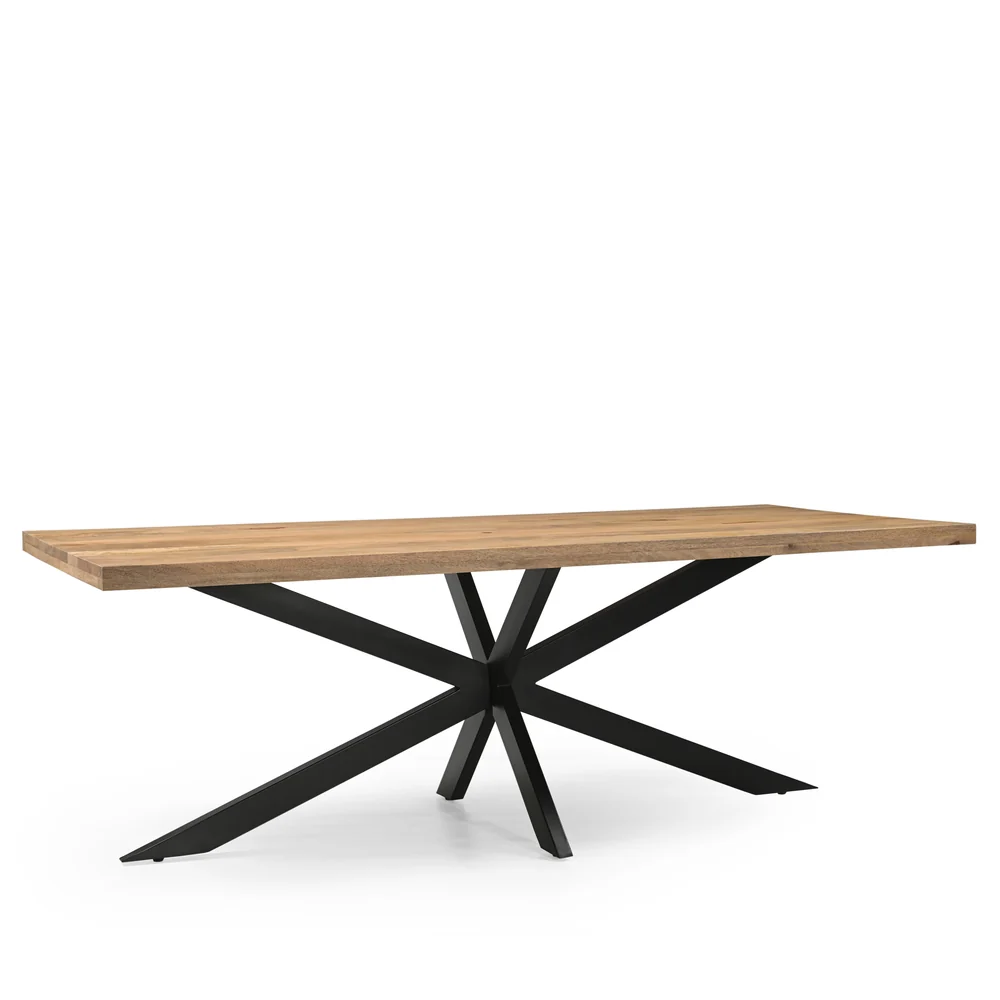 TABLE REPAS BOIS MANGUIER MASSIF-PIED METAL NOIR  160 X 76 X 90 CM - Photo N°4