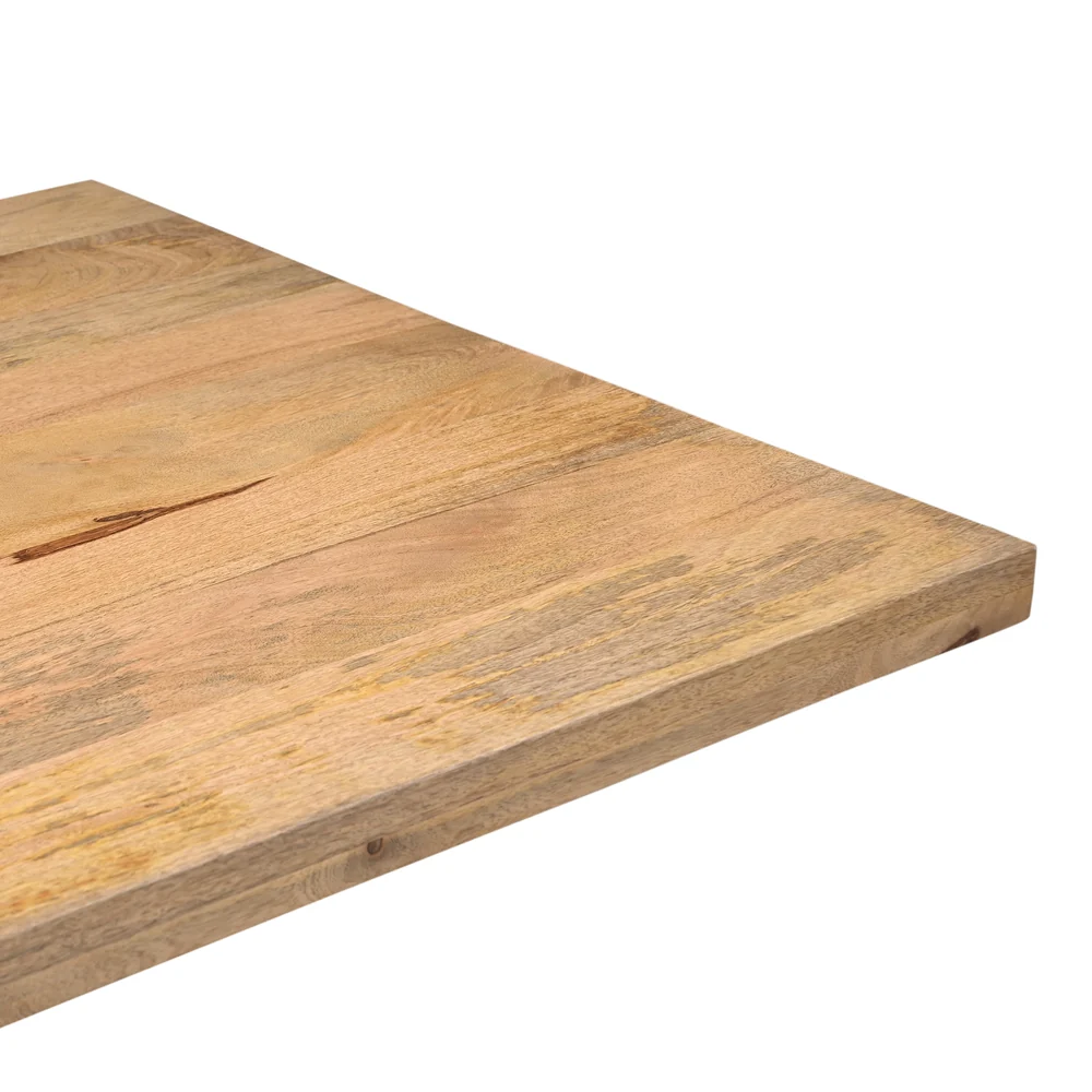 TABLE REPAS BOIS MANGUIER MASSIF-PIED METAL NOIR  160 X 76 X 90 CM - Photo N°6