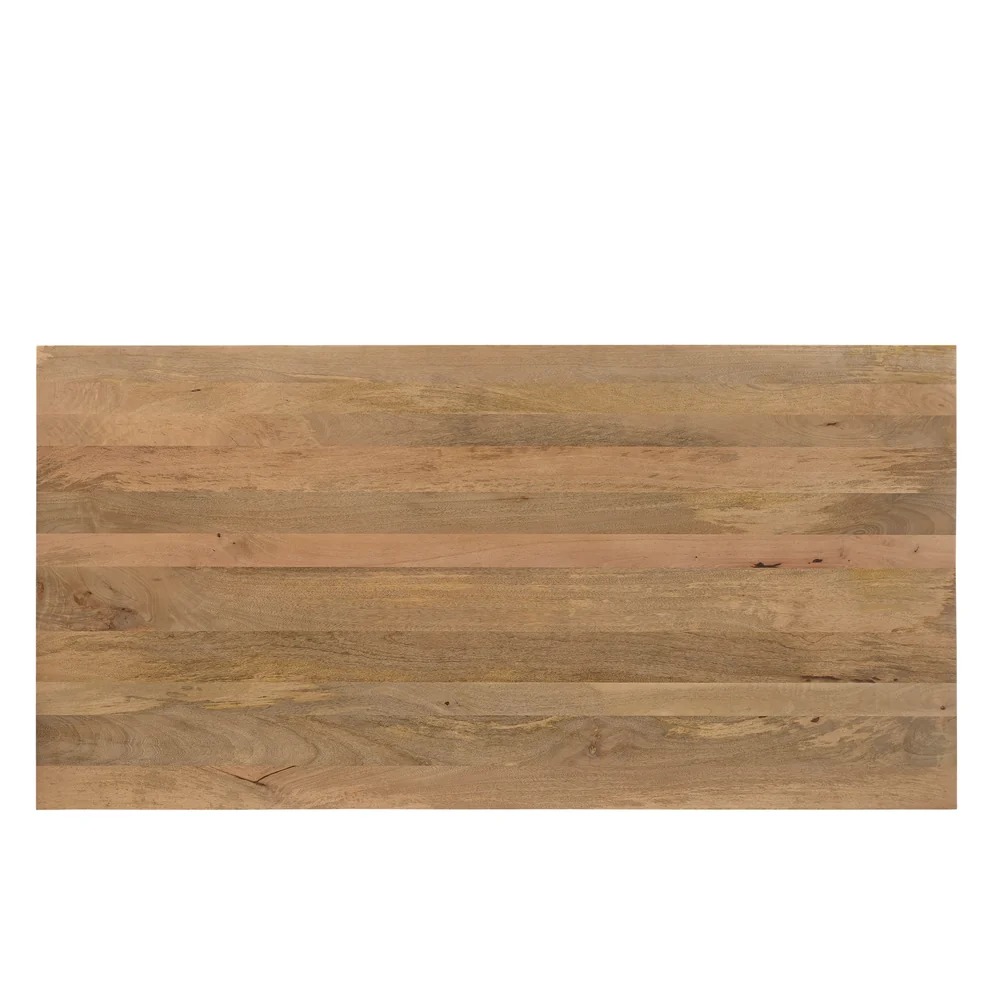 TABLE REPAS BOIS MANGUIER MASSIF-PIED METAL NOIR  220 X 76 X 100 CM - Photo N°2
