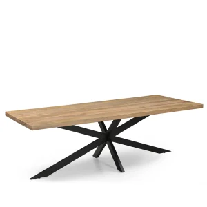 TABLE REPAS BOIS MANGUIER MASSIF-PIED METAL NOIR  270 X 76 X 100 CM