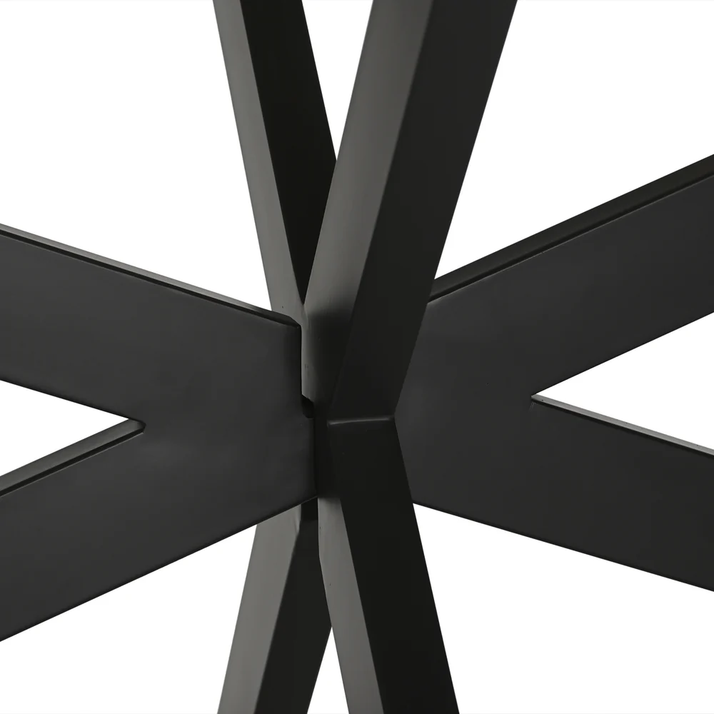 TABLE REPAS BOIS MANGUIER MASSIF-PIED METAL NOIR  270 X 76 X 100 CM - Photo N°5