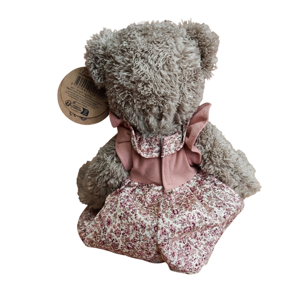 PELUCHE OURS BRUN ROBE A FLEURS NOMME AGATHE 34 cm - Photo N°3