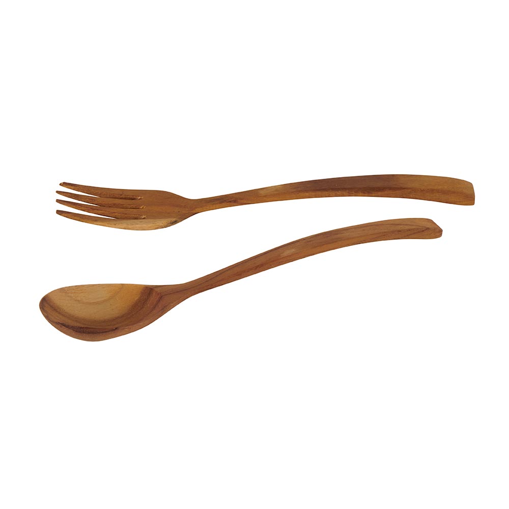 SET 2 COUVERTS A SALADE EN TECK 19 CM - Photo N°1