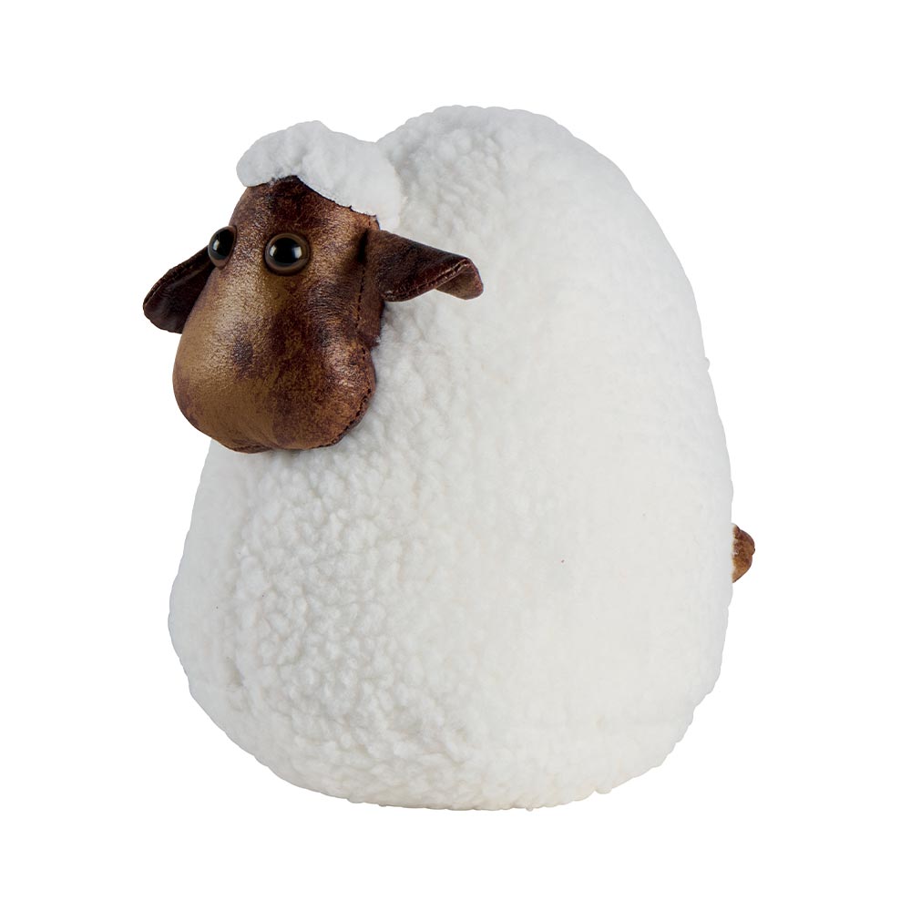 BLOQUE PORTE MOUTON PELUCHE BLANCHE ET TËTE MARRON 18 X 22 X 24 cm - Photo N°4