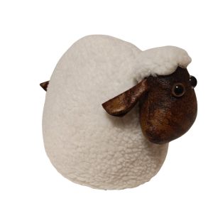 BLOQUE PORTE MOUTON PELUCHE BLANCHE ET TËTE MARRON 18 X 22 X 24 cm