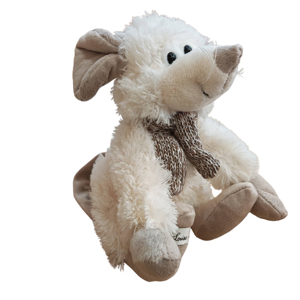 PELUCHE SOURIS BLANCHE HALVY ECHARPE CHINEE MARRON 28 cm - Photo N°4