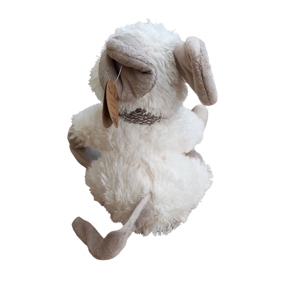 PELUCHE SOURIS BLANCHE HALVY ECHARPE CHINEE MARRON 28 cm - Photo N°3