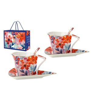 COFFRET 2 TASSES TRIANGLE COLLECTION AQUARELLA 180ML