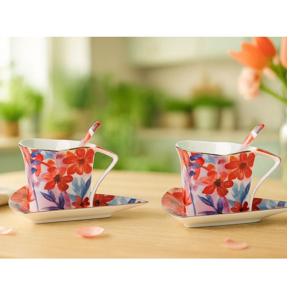COFFRET 2 TASSES TRIANGLE COLLECTION AQUARELLA 180ML - Photo N°2