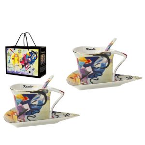 COFFRET 2 TASSES TRIANGLE COLLECTION KANDINSKY JAUNE-ROUGE-BLEU 180ML