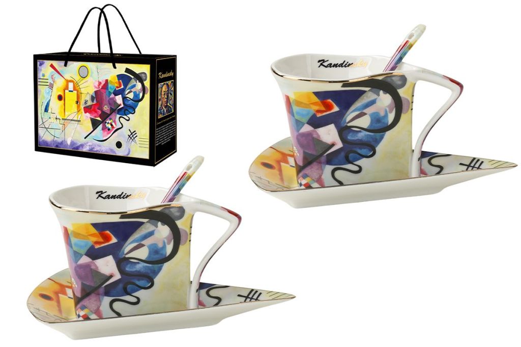 COFFRET 2 TASSES TRIANGLE COLLECTION KANDINSKY JAUNE-ROUGE-BLEU 180ML - Photo N°2