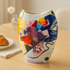 VASE EN CERAMIQUE DECOR KANDINSKY JAUNE ROUGE ET BLEU 20 X 25 X 8 CM