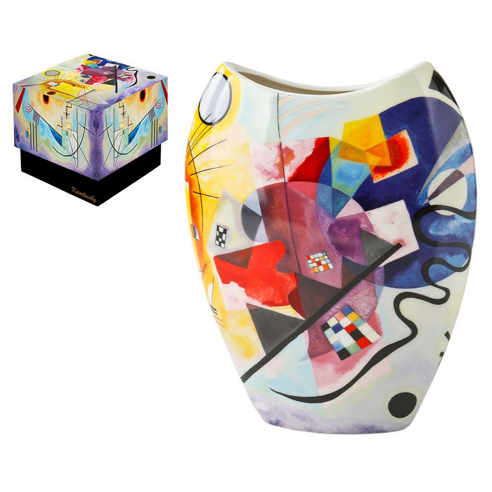 VASE EN CERAMIQUE DECOR KANDINSKY JAUNE ROUGE ET BLEU 20 X 25 X 8 CM - Photo N°2