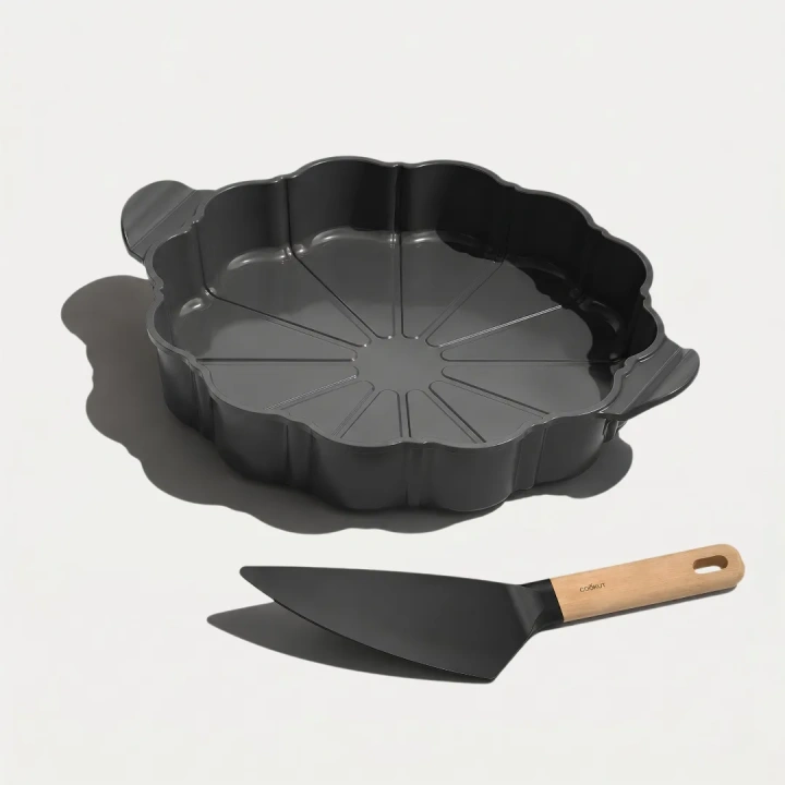 LE FORMIDABLE PLAT A TARTE ET COUPE TARTE NOIR GRAPHITE 29 CM - Photo N°1