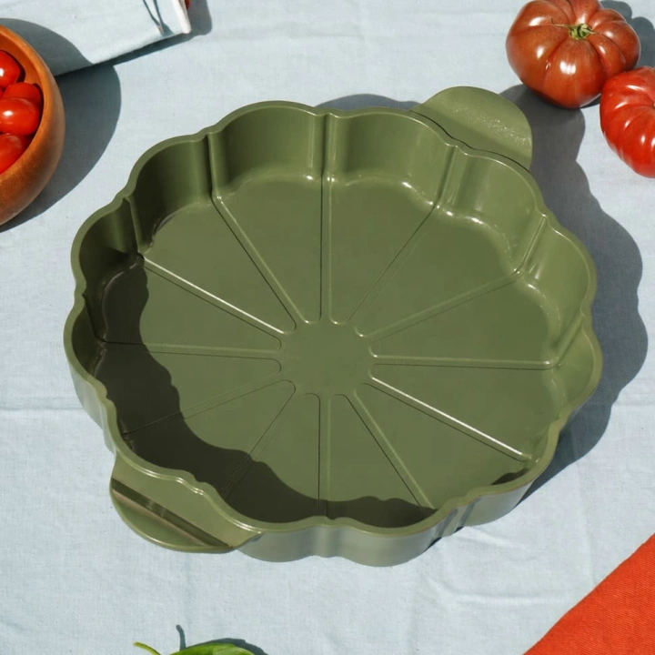 LE FORMIDABLE PLAT A TARTE ET COUPE TARTE VERT FOUGERE 29 CM - Photo N°5