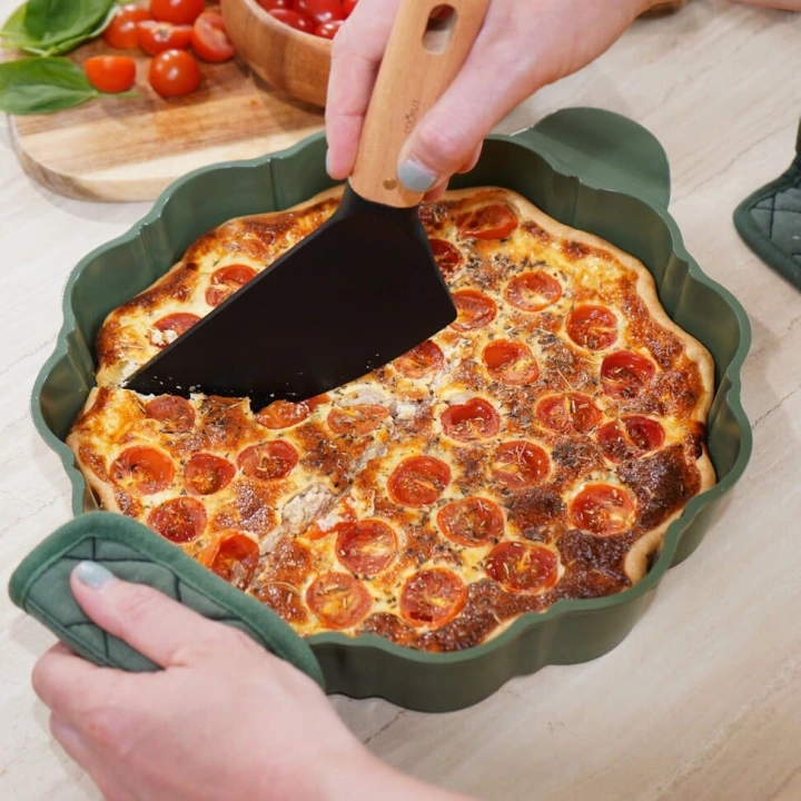 LE FORMIDABLE PLAT A TARTE ET COUPE TARTE VERT FOUGERE 29 CM - Photo N°3